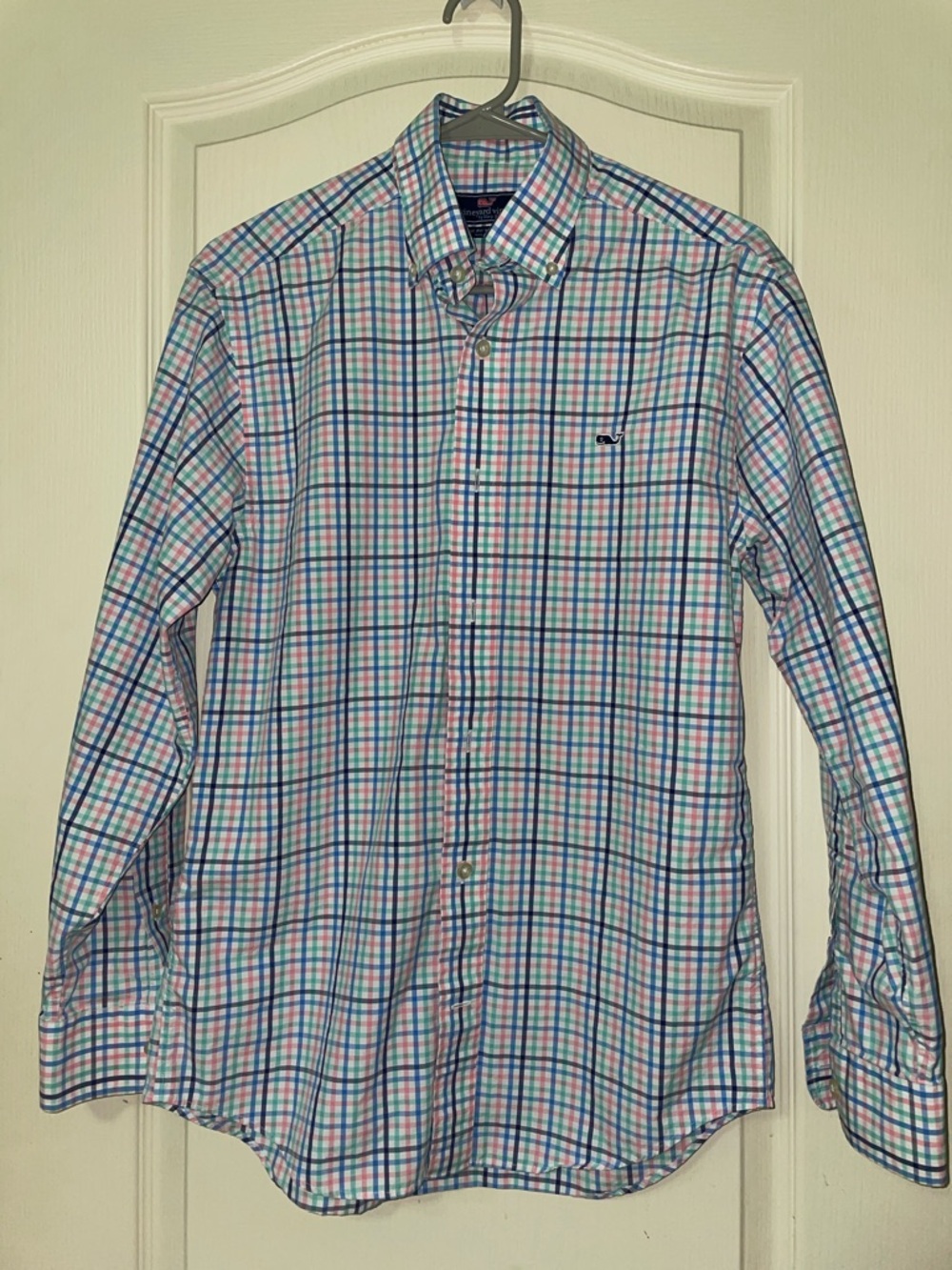 Vineyard Vines Men's classic Fit Plaid Button-Down Shirt in Blue & Pink
